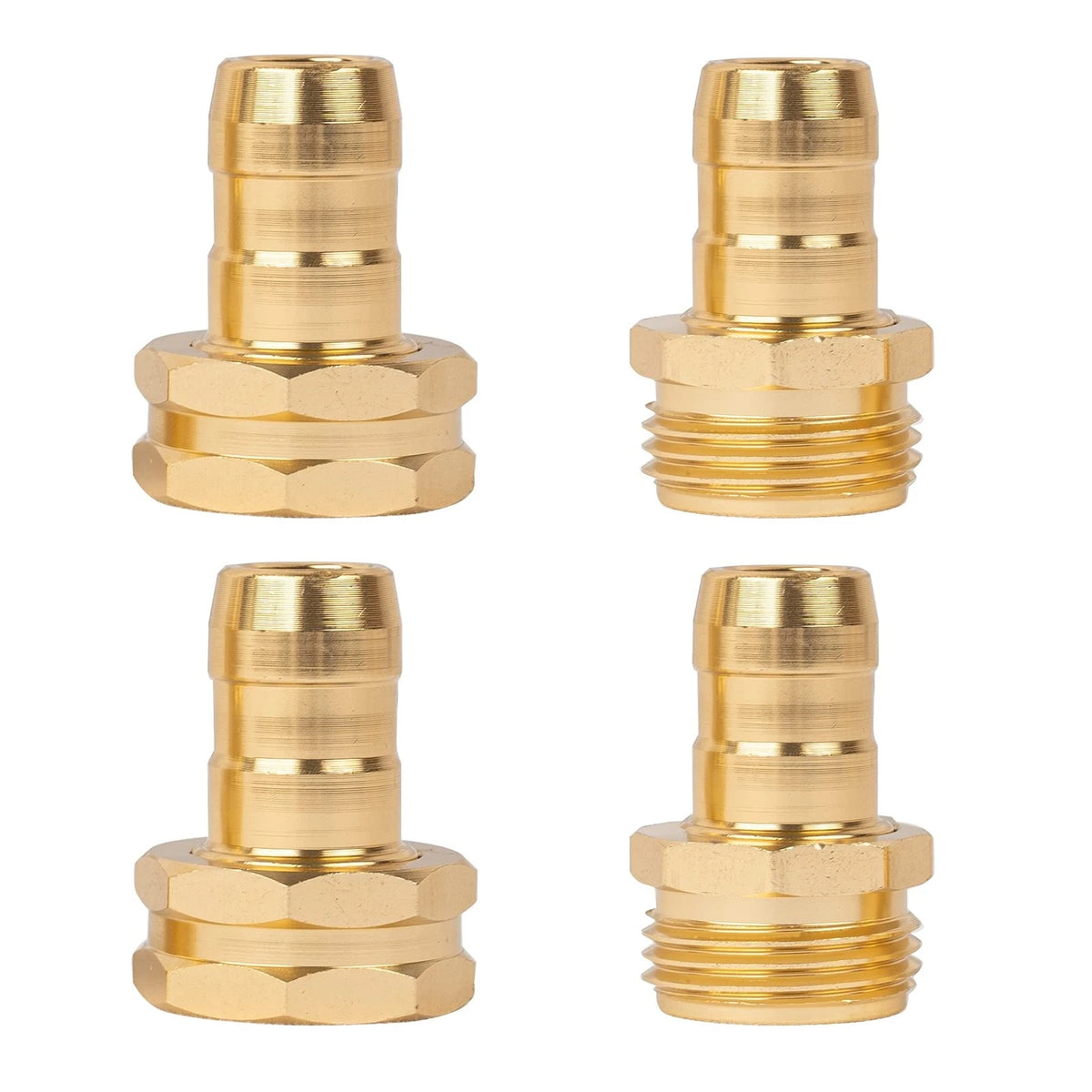 Hourleey Garden Hose Repair Connector with Clamps, Fit for 3/4" 4-Set, Gold