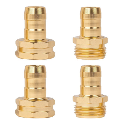Hourleey Garden Hose Repair Connector with Clamps, Fit for 3/4" 4-Set, Gold