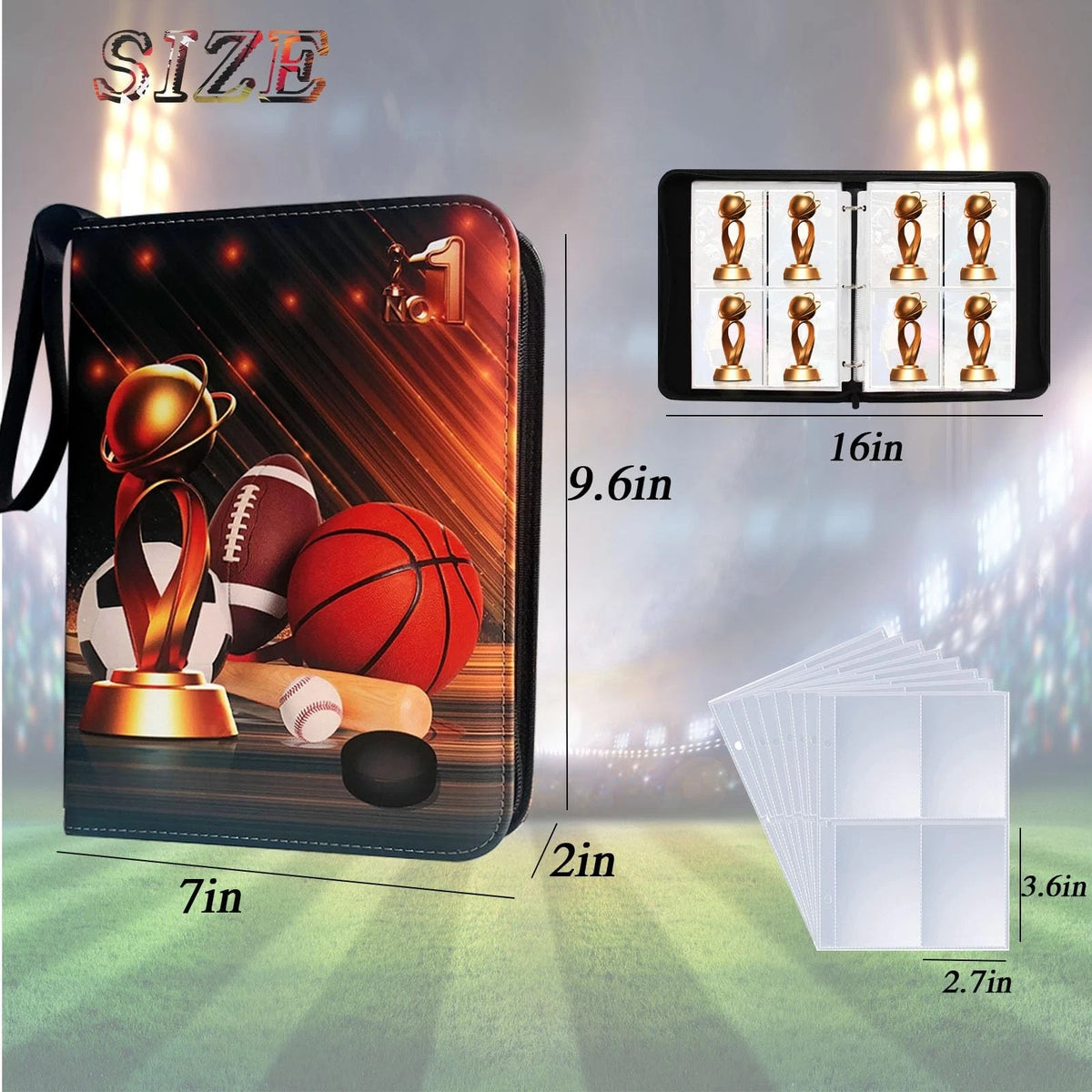 Sports Card Binder 400 Pockets Trading with 400 Pockets,