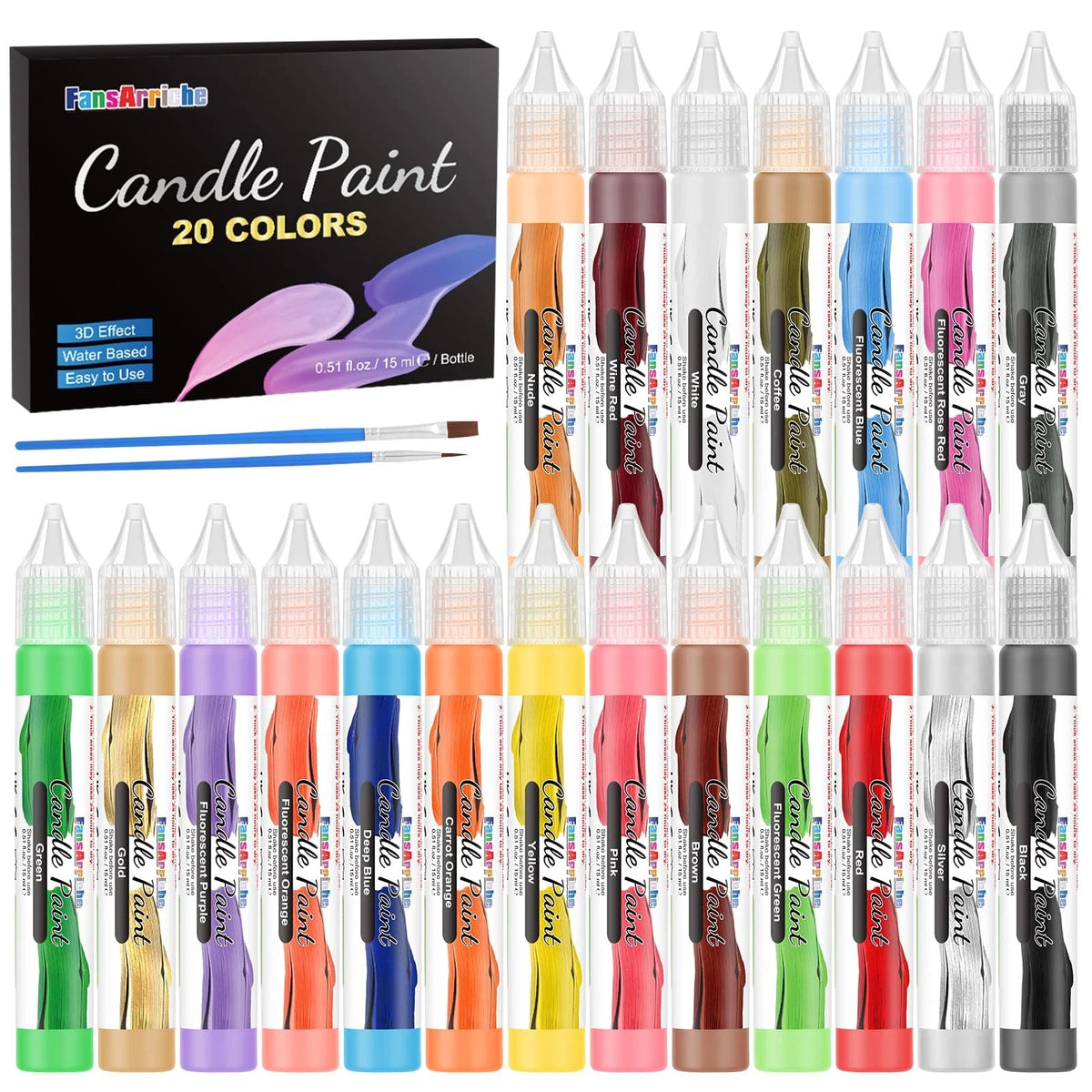 FansArriche Candle Paint, 20 Colors Wax Pen Set for 20