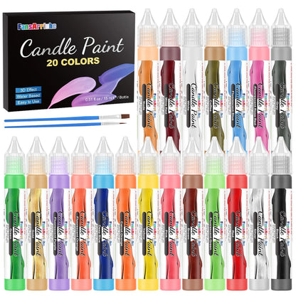 FansArriche Candle Paint, 20 Colors Wax Pen Set for 20