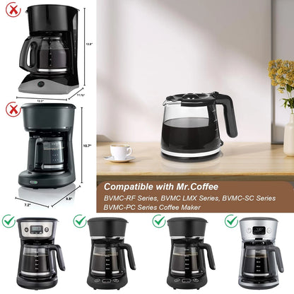 12 Cup Coffee Maker Replacement Pot Compatible with Mr. 12 Cups, Black, Clear