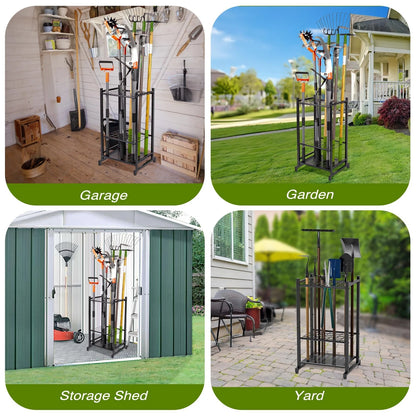 Garden Tool Organizer, Yard Tower Rack for Garage Rack, Black
