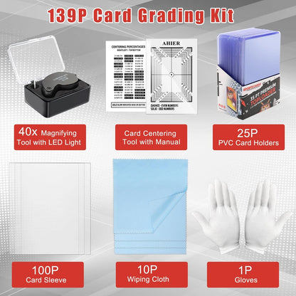 AHIER 139PCS Card Grading Kit, Centering 2.5 x 3.5 inches, blue,white