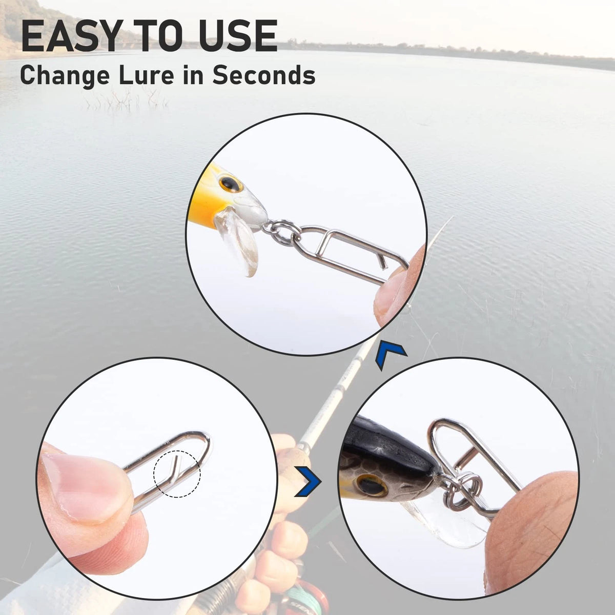 Alwonder 50PCS Fishing Power Speed Clips, High Strength S-50LB-0.7IN