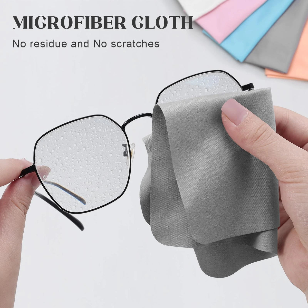 30 Pack Microfiber Glasses Cleaning Cloths with 2 Lens Cleaner Gray,white