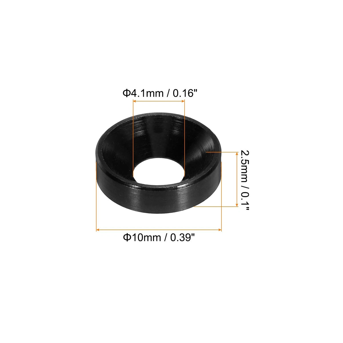 MECCANIXITY M4 Cone Cup Countersunk Washers,Hole Dia 0.39 inches, Black