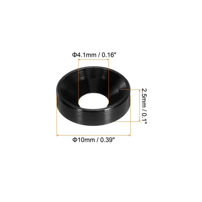 MECCANIXITY M4 Cone Cup Countersunk Washers,Hole Dia 0.39 inches, Black