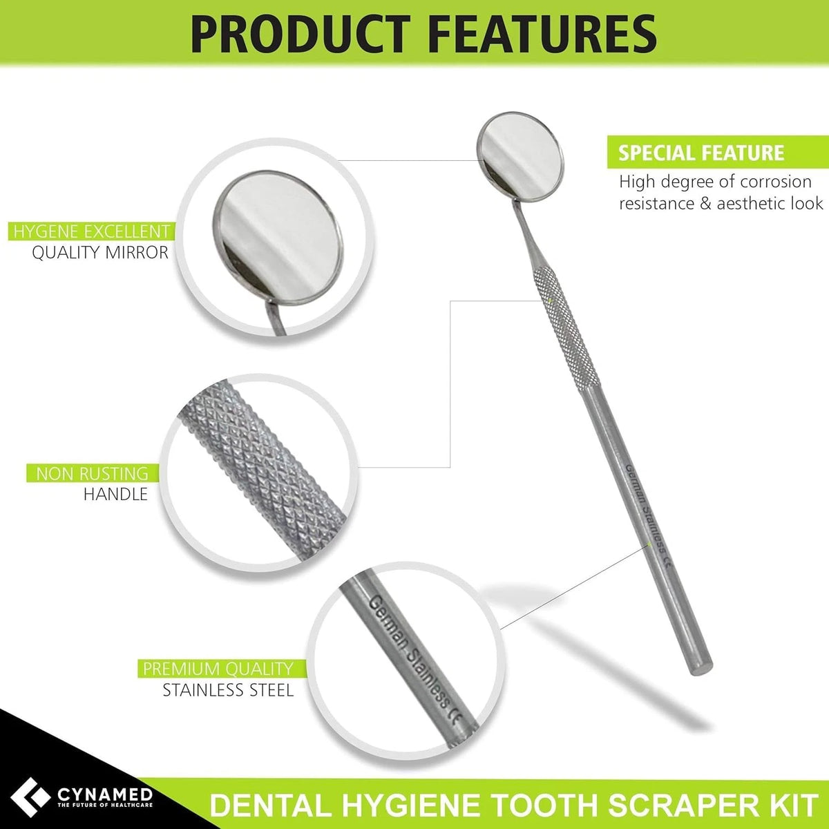 CynaMed Dental Tools Oral Care Kit (5-Pack) – Stainless Steel 6 Piece Set