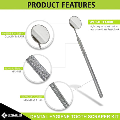 CynaMed Dental Tools Oral Care Kit (5-Pack) – Stainless Steel 6 Piece Set