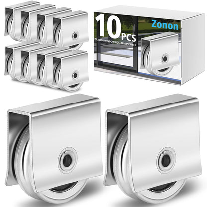 Zonon 10 Pcs Sliding Windows Rollers Assembly Cabinet Silver