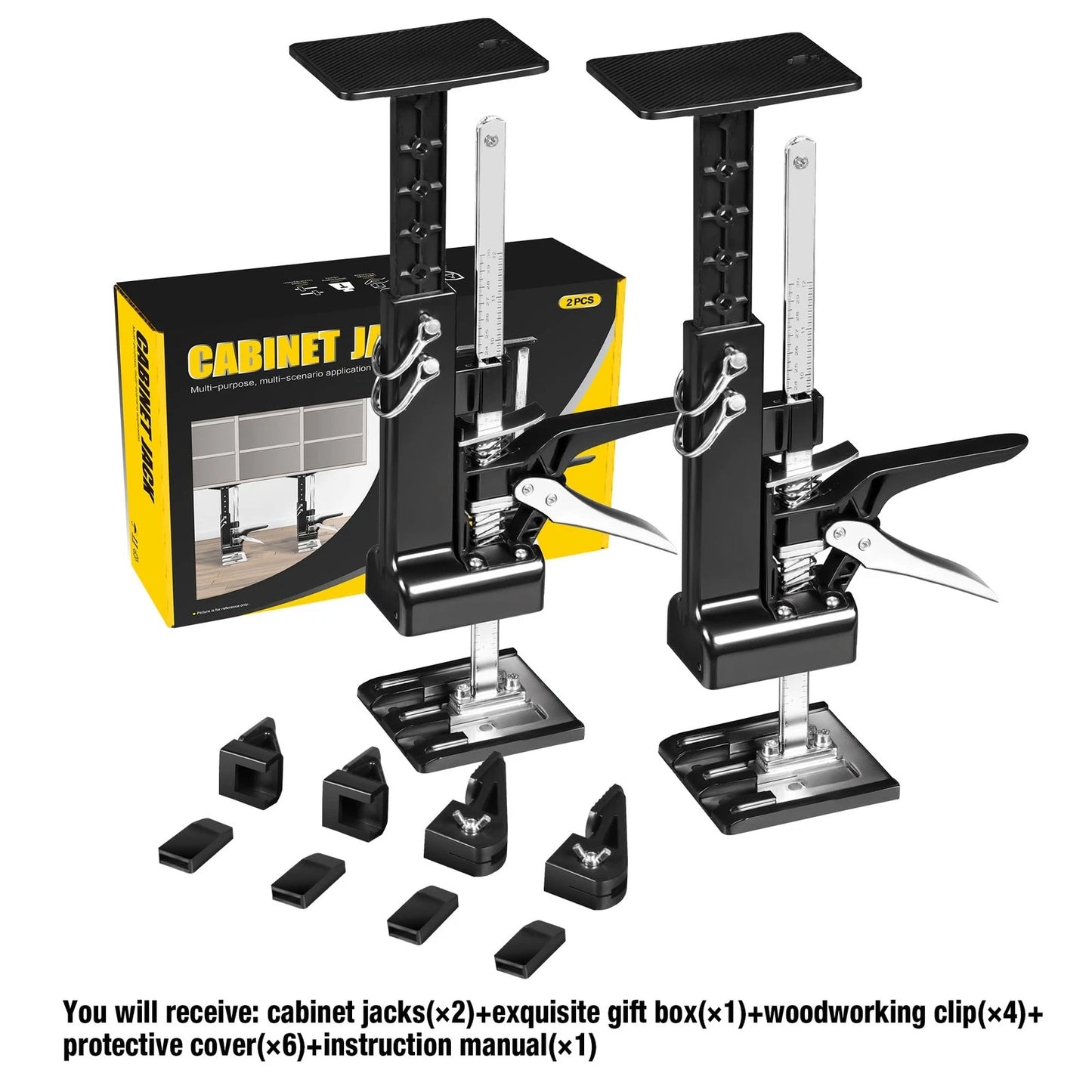 YELLOW JACKET Cabinet Jacks 2 Pack for Installing Cabinets, Labor black