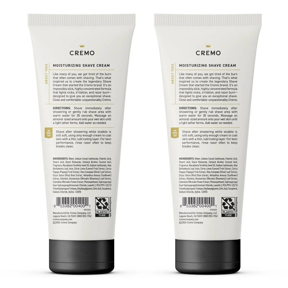 6 Fl Oz (Pack of 2), Cremo Barber Grade  Shave Cream, Astonishingly...