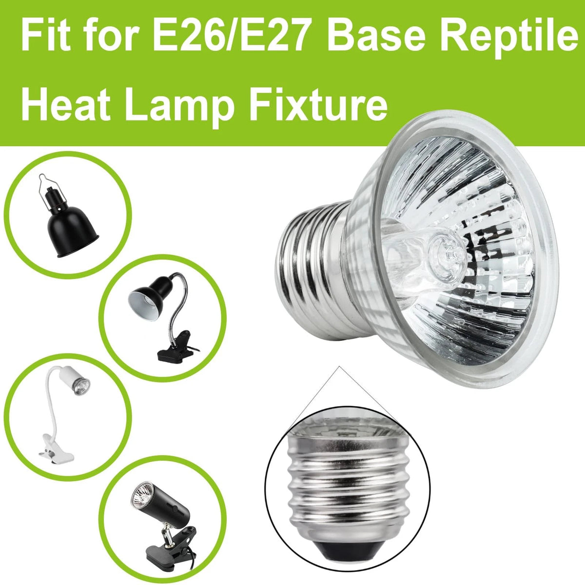 YEGRUEB UVB UVA Reptile Light Bulb 50W for Reptiles and Warm White