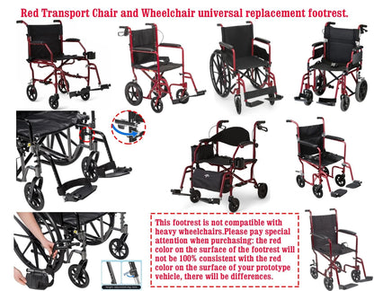 Wheelchair footrest Red Replacement,Economy Footrest for Medium,