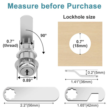 Pertinel Cam Lock Cabinet Keyed Alike, 1-3/8'' 1-3/8 Inch 6Pcs, Silver