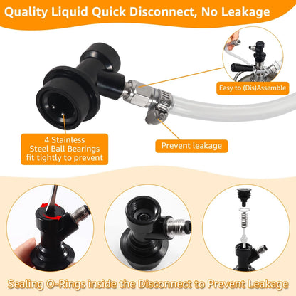 Dbgogo 3FT Ball Lock Beer Line Assembly Kit, 2 3FT- 2 Pack, Clear & Black