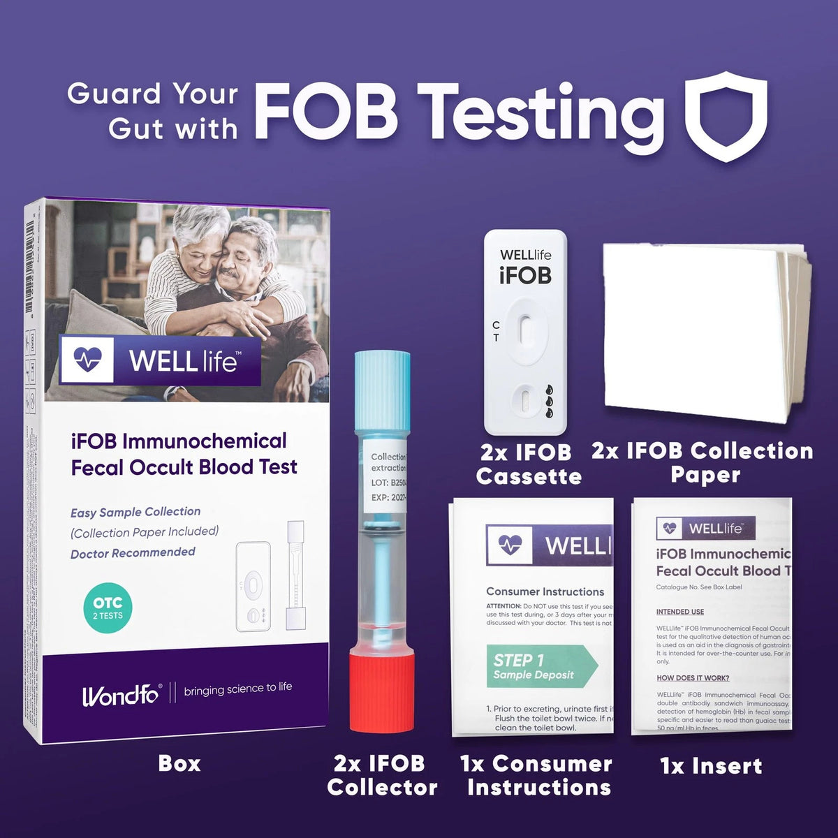 WELLlife iFOB Immunochemical Fecal Occult Blood Test, Colorectal Cancer 2T