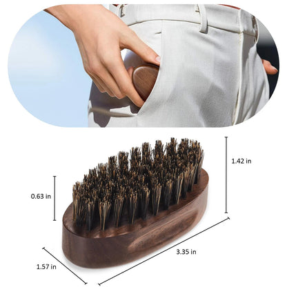 BFWood Small Travel Beard Brush - Natural Boar 1 Count (Pack of 1), Black