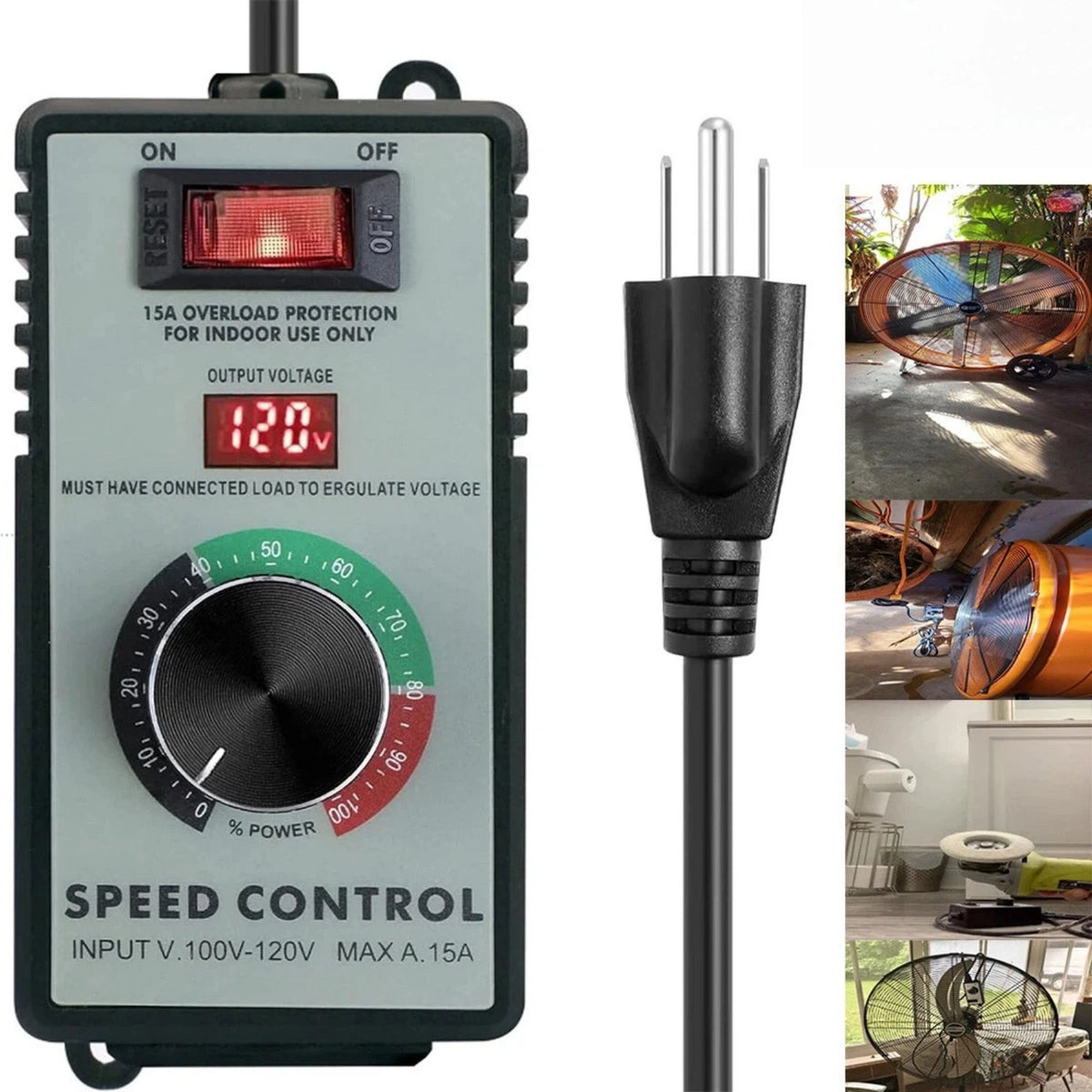 Professional AC Motor Speed Controller 120V for Inductive and Resistive Loads