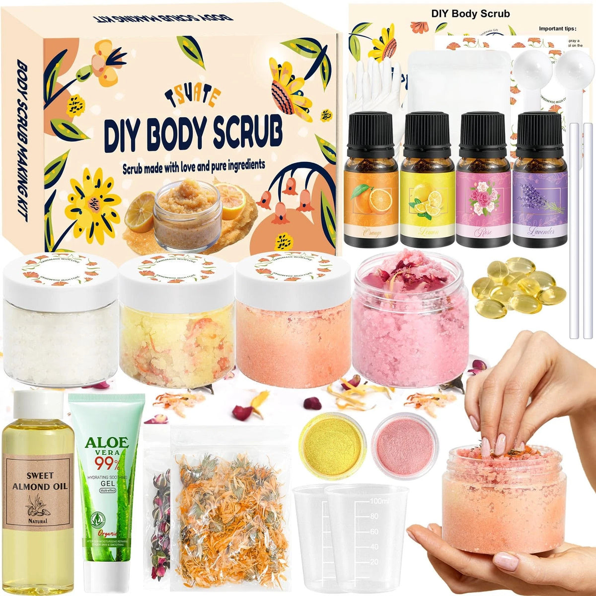 TSVATE Body Scrub Making Kit- Make Your Own Salt 1 Fl Oz (Pack of 1), Pink