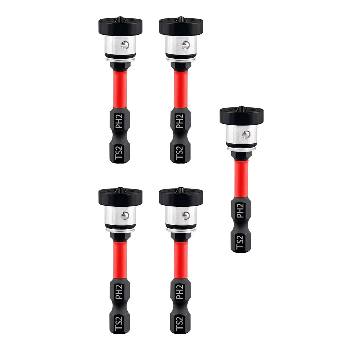 Magnetic Depth Stop Drywall Screw Bits 5PCS PH2 50mm 1/4" Hex Shank Setter