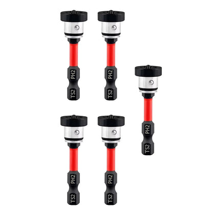 Magnetic Depth Stop Drywall Screw Bits 5PCS PH2 50mm 1/4" Hex Shank Setter