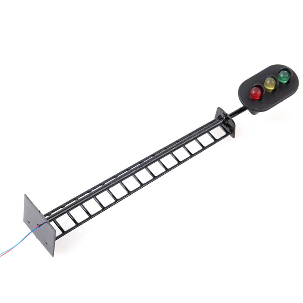 1:87 Scale Red Yellow Green Railway Signal Traffic Light Black Post With Ladder
