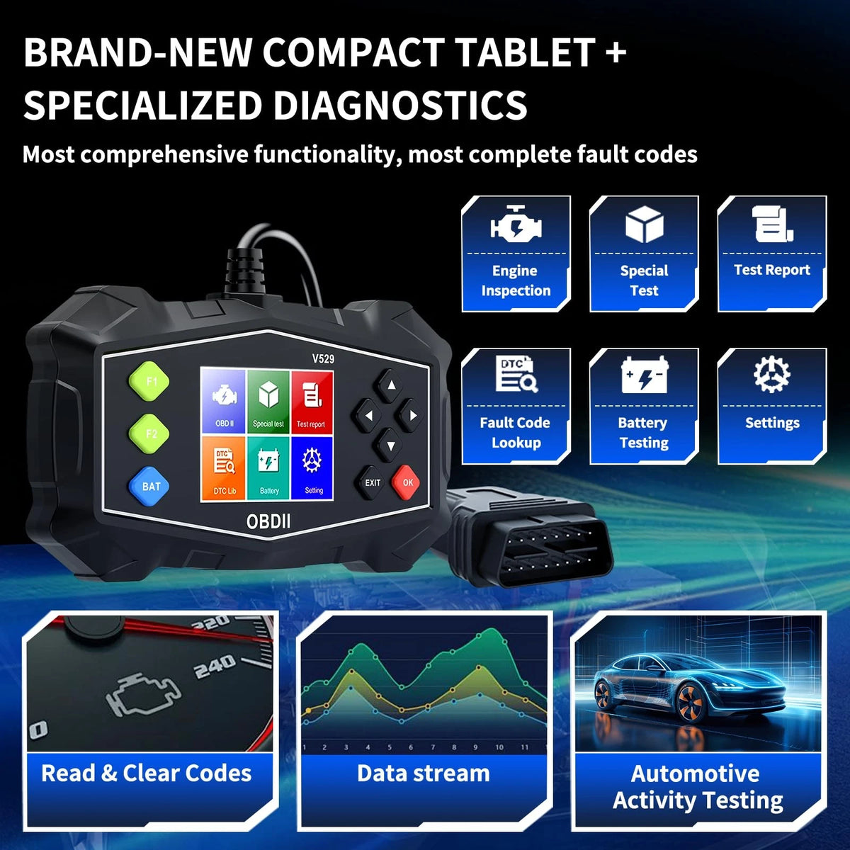 OBD2 Scanner Diagnostic Tool, Professional Mechanic Vehicle Code...