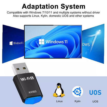 900M 2.4/5Ghz WiFi 6 USB Receiver Accessories For Win 7/10/11 For Kirin WiFi/AP