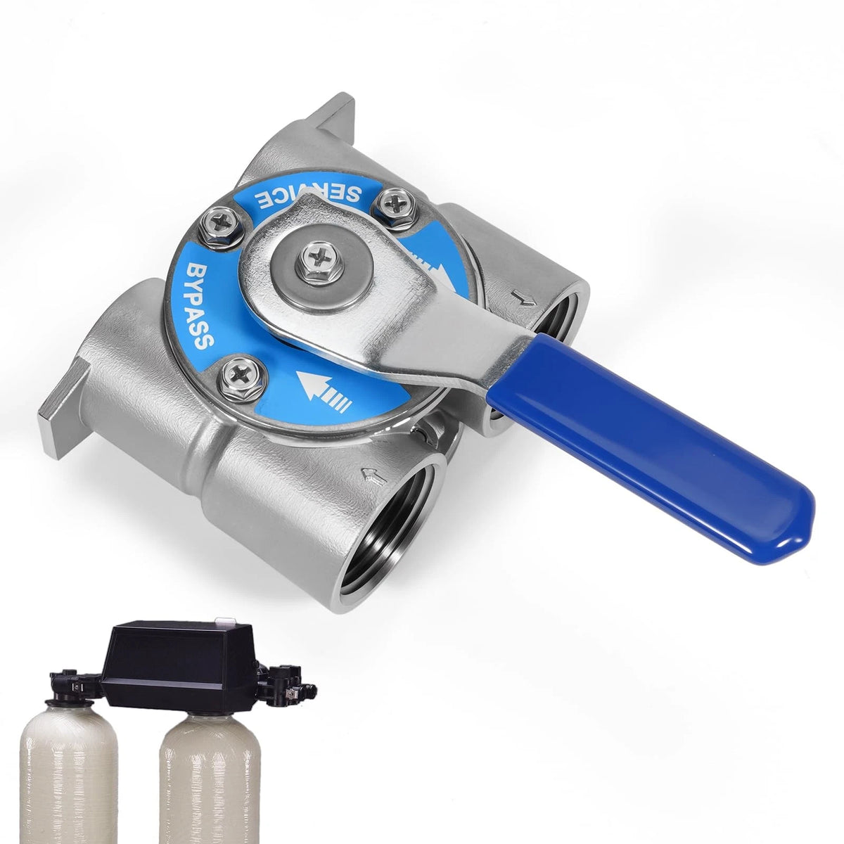 Rendrox 1" NPT Stainless Steel Bypass Valve Compatible with Fleck 1 Inch