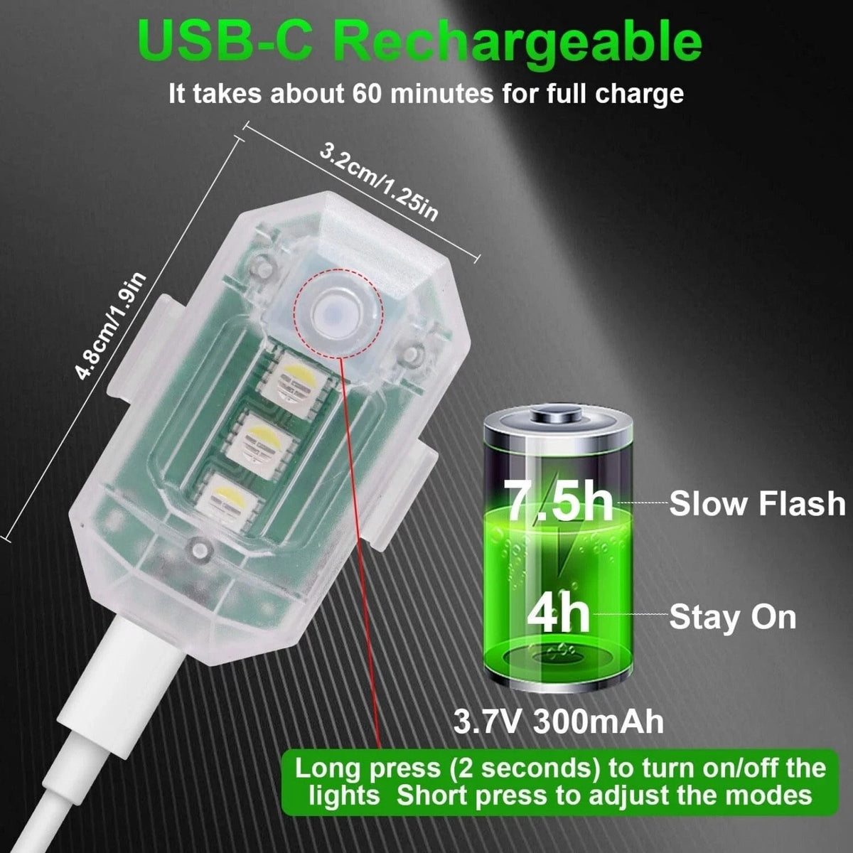 4Pcs Wireless LED Strobe Light with Remote Control RGB 8 Colors Warning Lights
