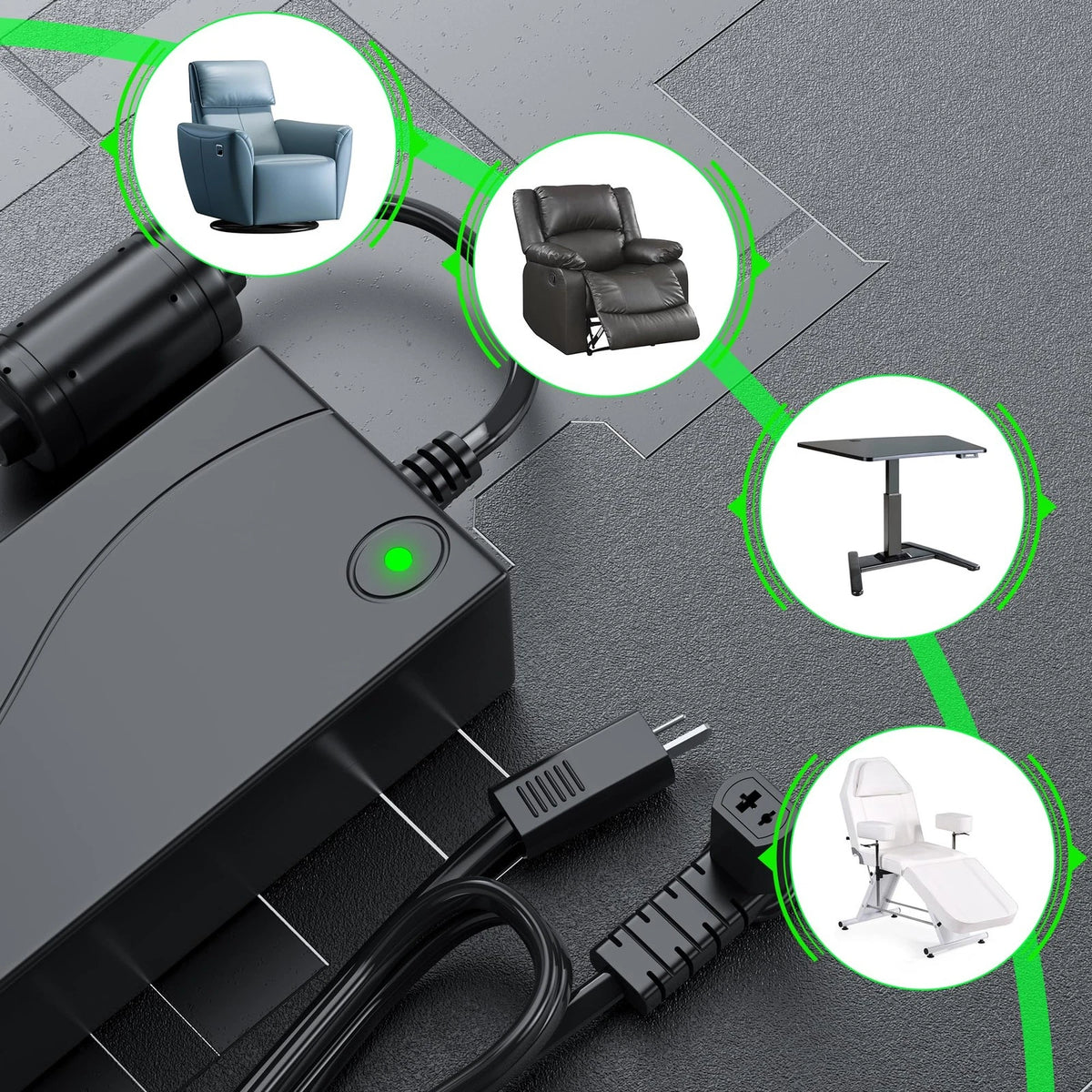 Universal Electric Couch Power Recliner Adapter 29V 2A Supply Black
