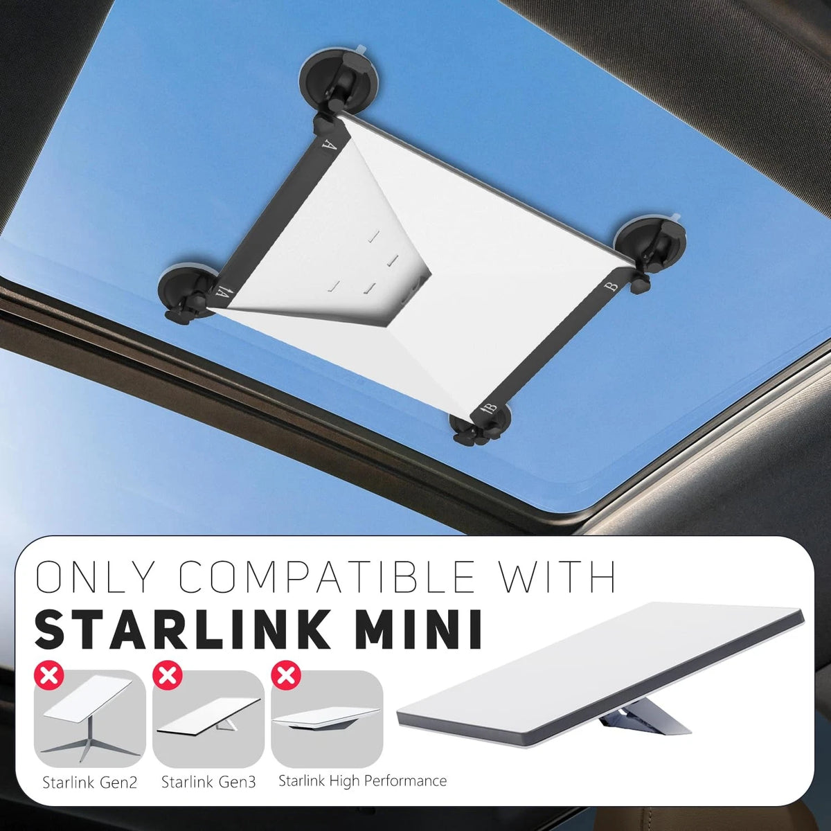 Starlink Mini Mount, Accessory for Car Sunroofs or Black