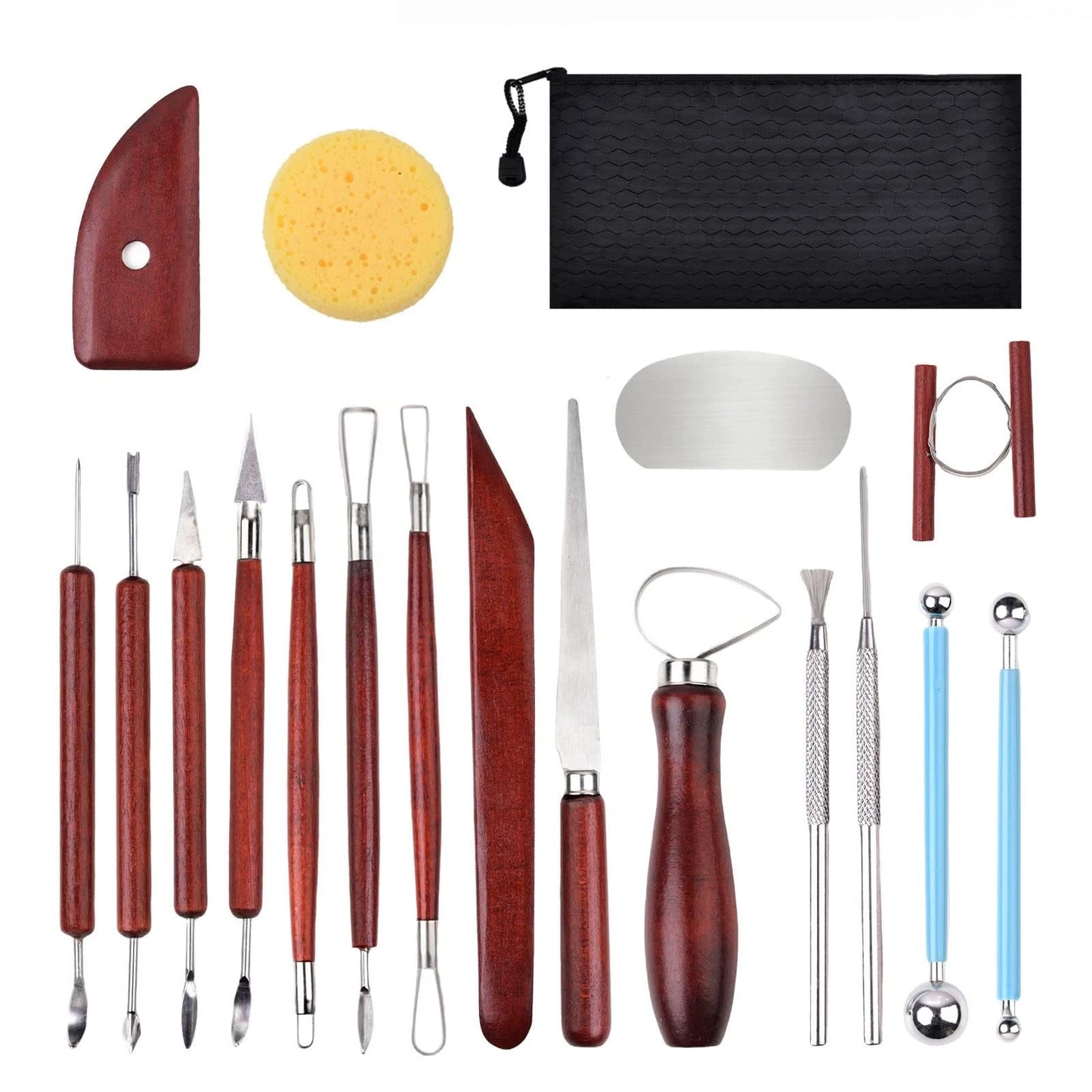 Blisstime 18PCS Clay Sculpting Tools, Basic Pottery Carving Tool Kit Red
