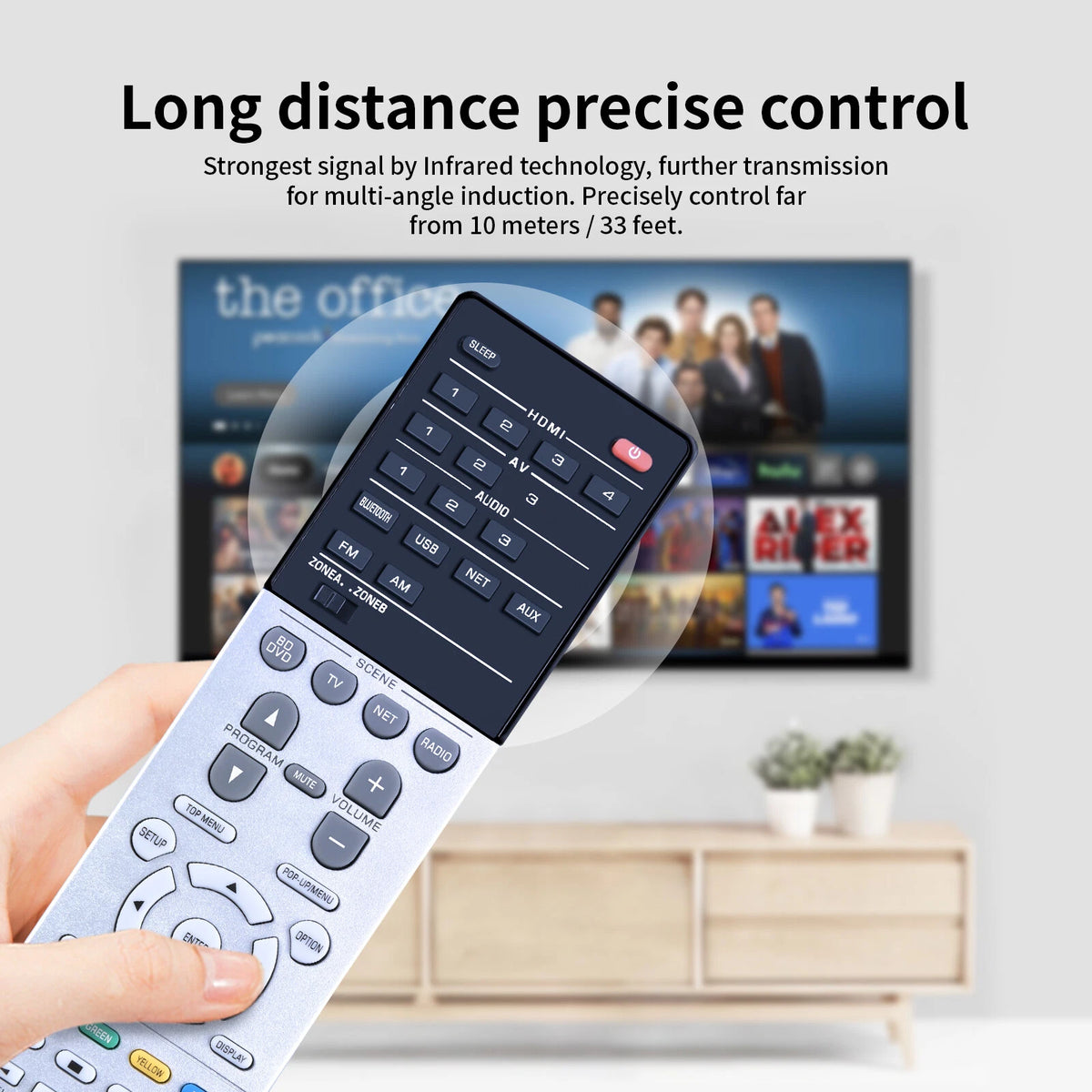 RAV555 ZW69550 Remote Control For Yamaha Audio Receiver RX-A670 RX-A670BL