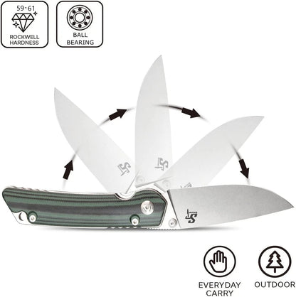 Sitivien ST128 Folding Knife,D2 Blade G10 Handle Safety Liner Lock EDC Green