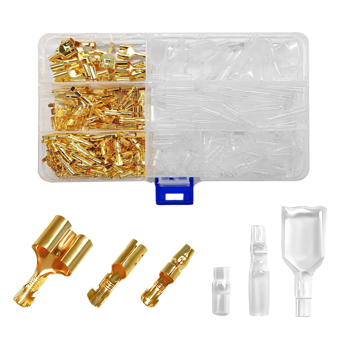 YTFRL 320PCS Double Bullet Wire Connectors, 3.9mm 3.5mm Golden+Transparent
