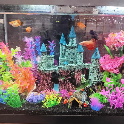 MUYG Aquarium Castle Decor, Resin for Fish 9.1 x 3.6 x 10 inch, 【blue】