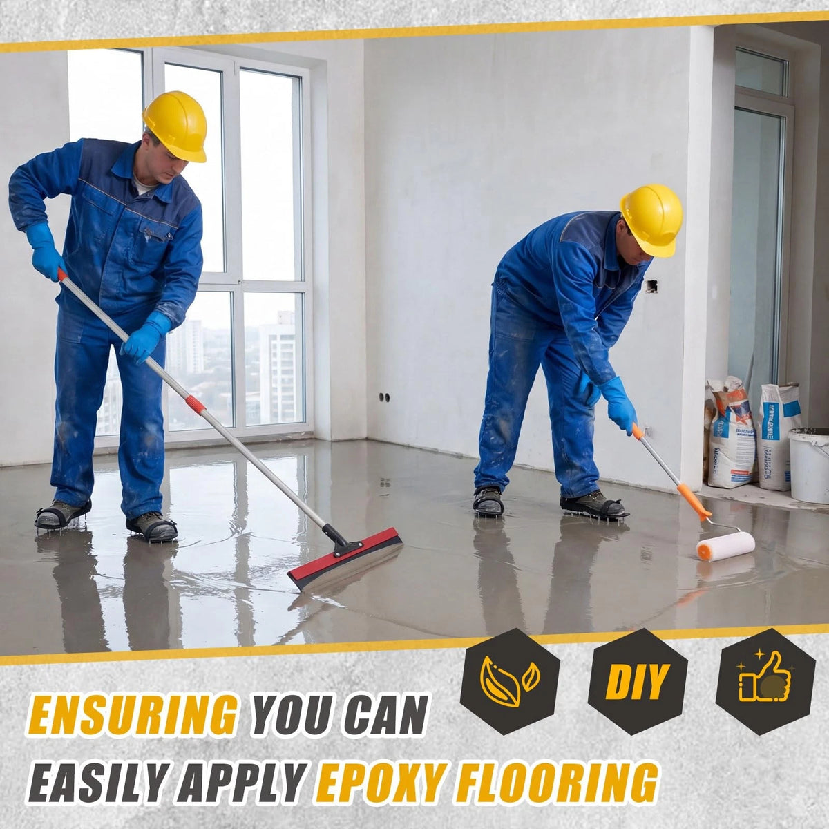 Garage Epoxy Floor Coating Tool Kit with Spike Shoes - Complete DIY Concrete...