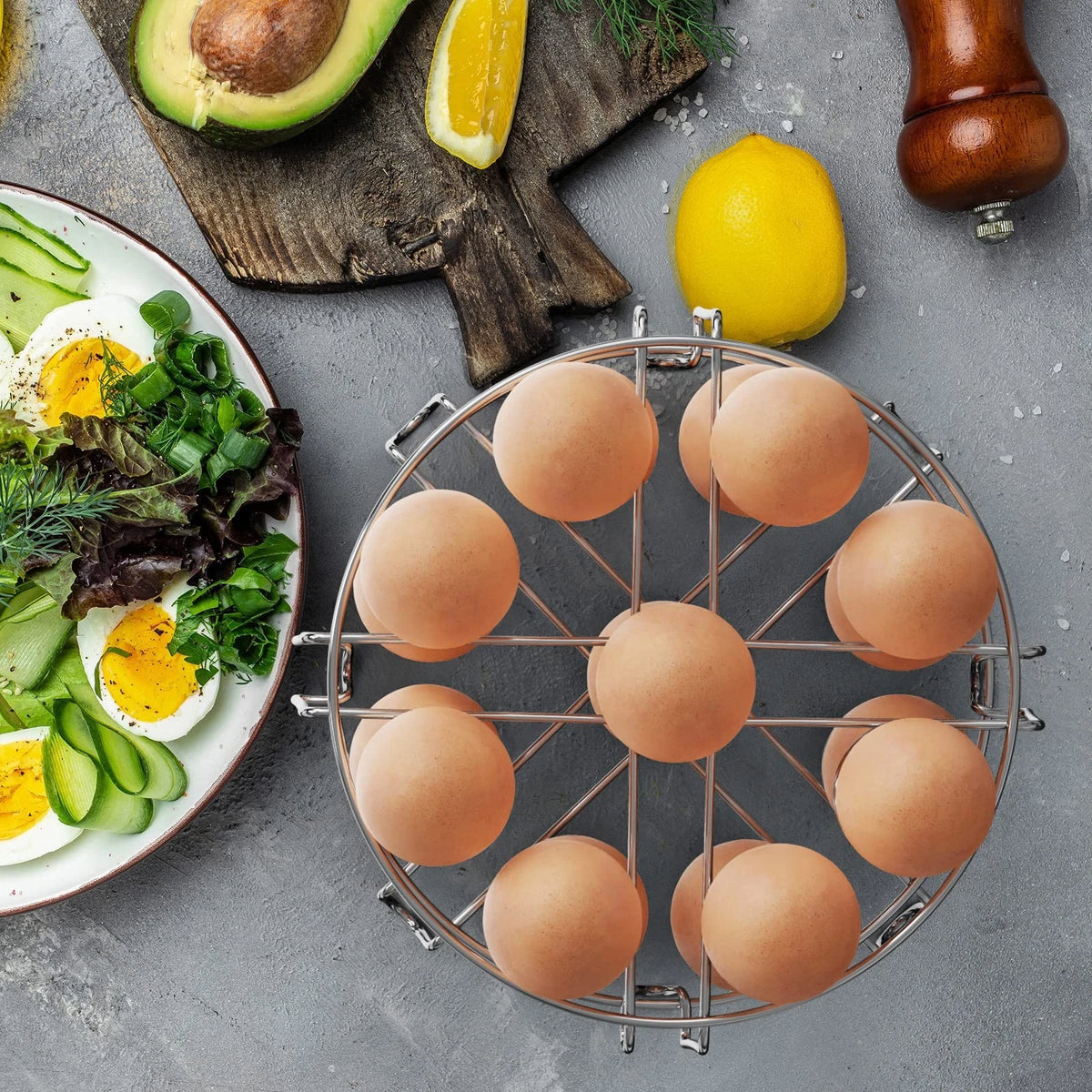 GSlife Egg Steamer Rack - Stainless Steel Trivet for 8 Quart Silver-2 Pack