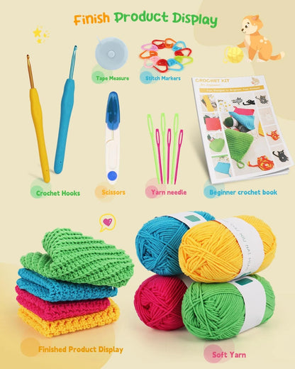 Katech Crochet Kit for Beginners, Dishcloth Small to Medium, Colorful