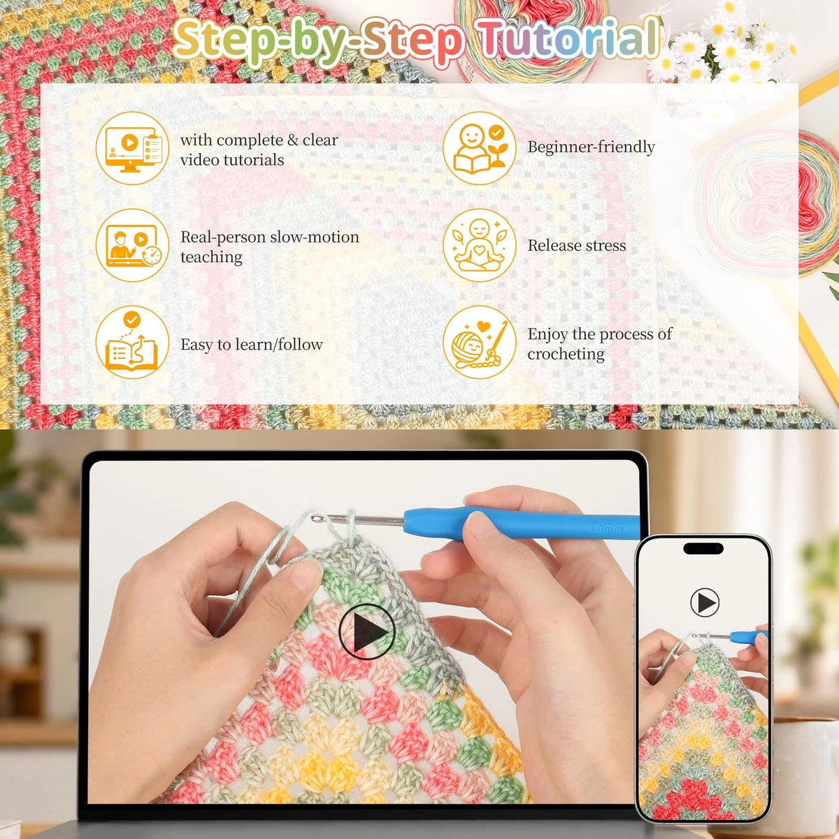 Coopay Crochet Kit for Beginner 9.84 × 7.87 × 2.76 in, Elegant Grove