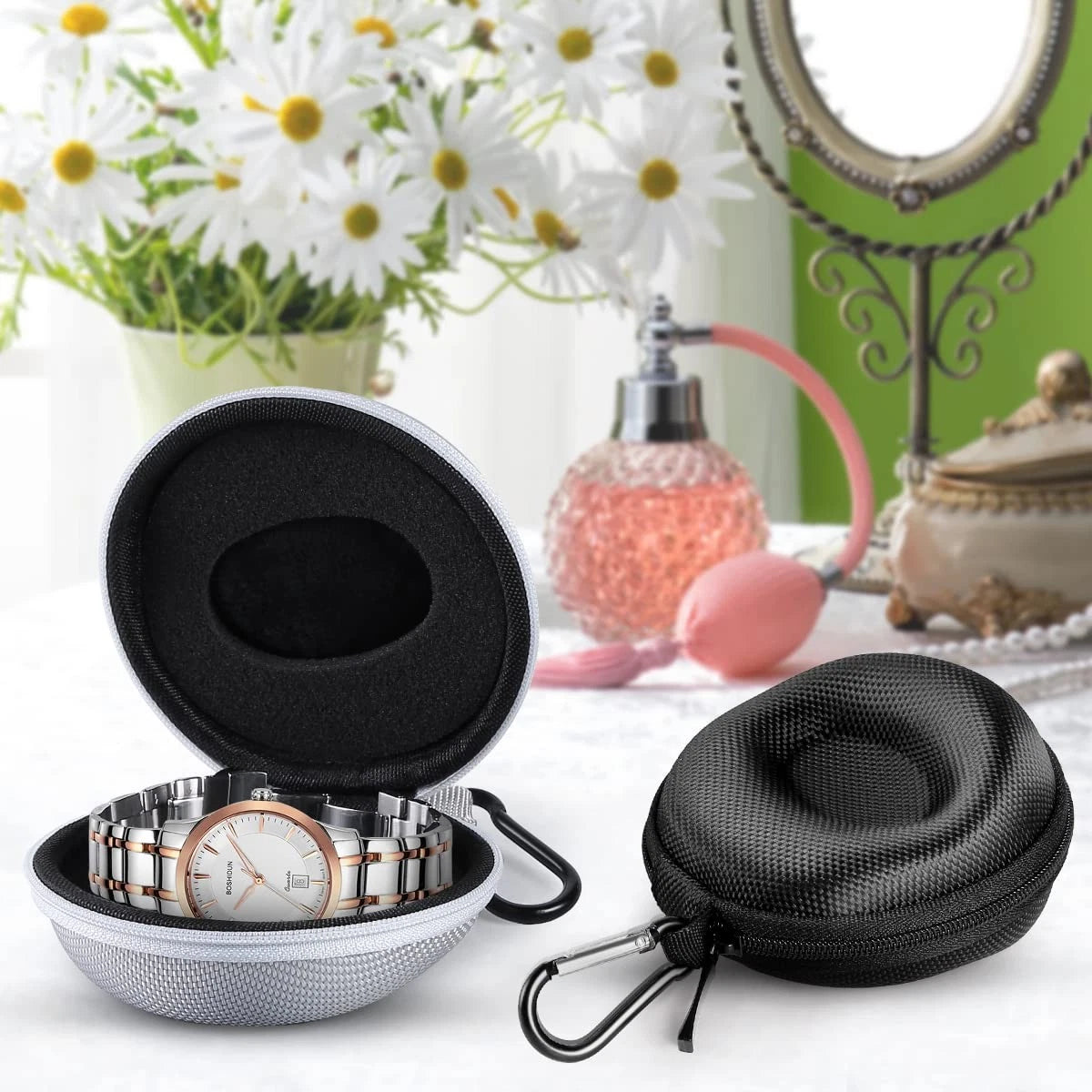BHSKJSZ Travel Case for Men and Women - Portable 4 x 2.3 x inches, Black