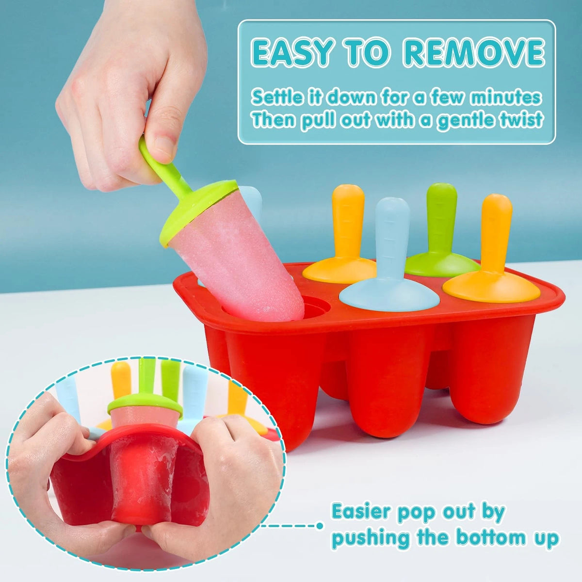 Silicone Popsicle Molds for Toddlers, 6-Cavity Mini 6 Cavities, Red