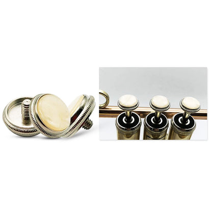 heyous 3pcs Trumpet Finger Buttons with Felt Washers Musical Beige + Silver