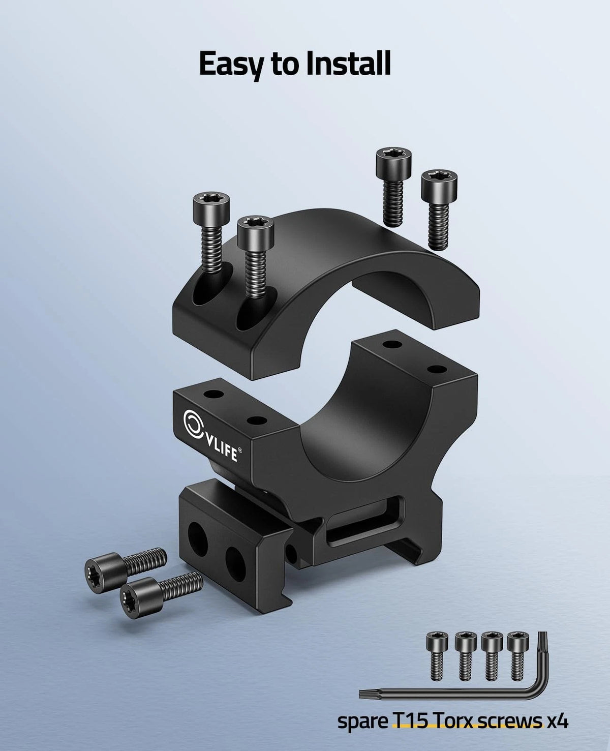 CVLIFE 1 Inch Scope Rings - Medium Profile Precision Medium, Matte Black
