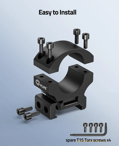 CVLIFE 1 Inch Scope Rings - Medium Profile Precision Medium, Matte Black
