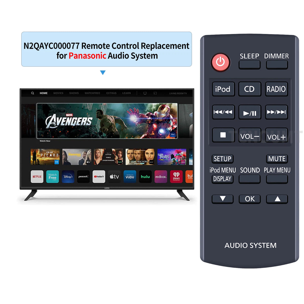N2QAYC000077 Remote Control For Panasonic Compact Stereo System SC-HC28 SA-HC28