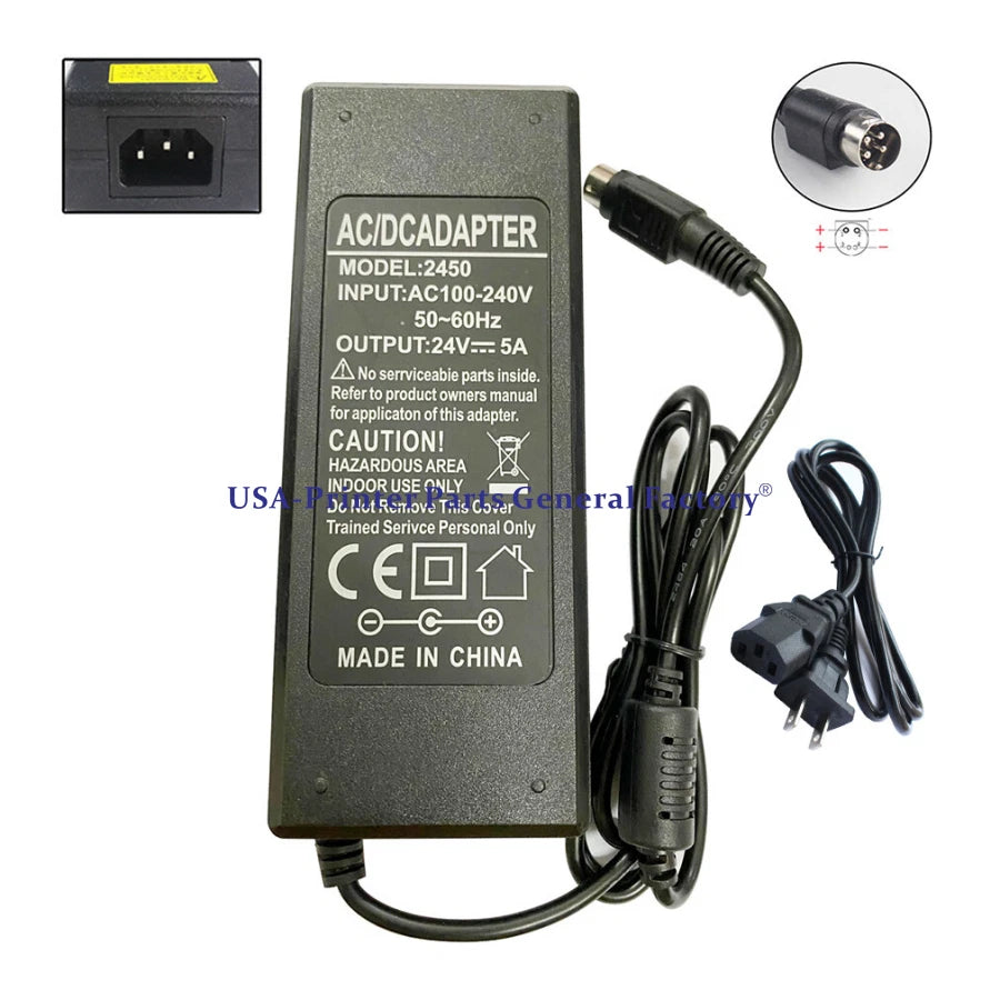 24V 5A 4pin AC Adapter Fits Effinet EFL-2202W FY2405000 LCD Monitor With Cable